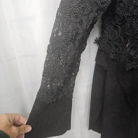 Vocal Jacket Black Goth Whimsigoth Grunge Lace Faux Suede M - Picture 2 of 9